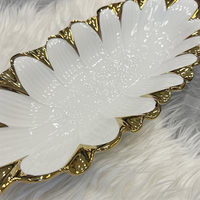 Royking Flora Oval Uzun Sunum Tabağı Gold