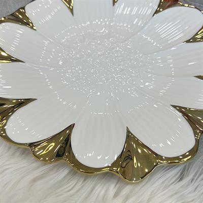 Royking Flora Yuvarlak Sunum Tabağı Gold