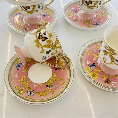 Royking Ivy 6 Lı Kahve Fincan Takımı - Pembe