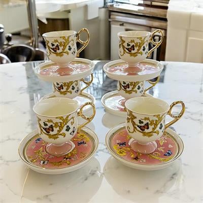 Royking Ivy 6 Lı Kahve Fincan Takımı - Pembe