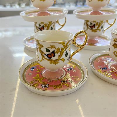 Royking Ivy 6 Lı Kahve Fincan Takımı - Pembe