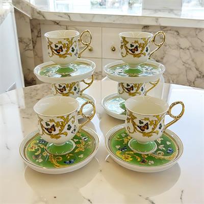 Royking Ivy 6 Lı Kahve Fincan Takımı - Yeşil