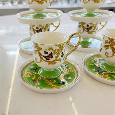 Royking Ivy 6 Lı Kahve Fincan Takımı - Yeşil