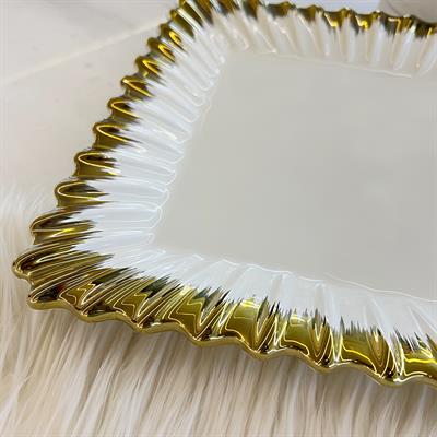 Royking Line Square Serving Plate - Gold