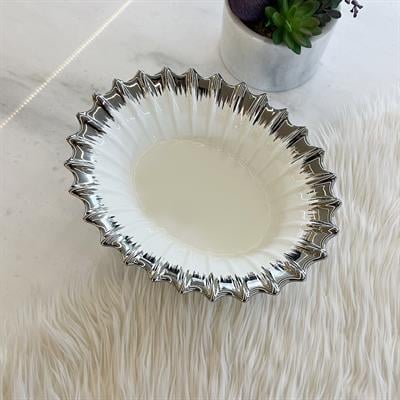 Royking Line Oval Deep Serving Plate - Silver