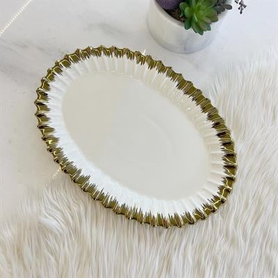 Royking Line Oval Presentation Plate - Gold