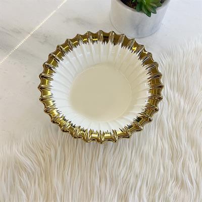 Royking Line Round Salad Bowl - Gold