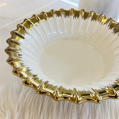 Royking Line Round Salad Bowl - Gold