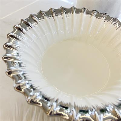 Royking Line Round Salad Bowl - Silver