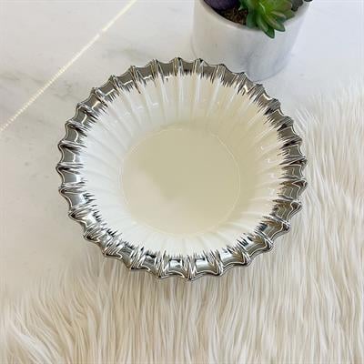 Royking Line Round Salad Bowl - Silver