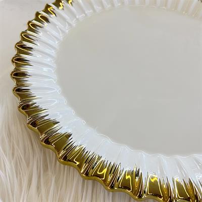 Royking Line Round Serving Plate - Gold