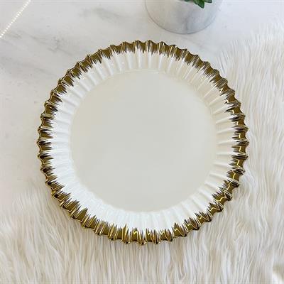 Royking Line Round Serving Plate - Gold