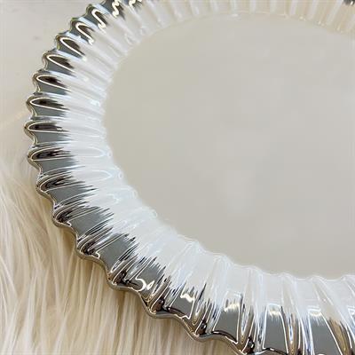 Royking Line Round Serving Plate - Silver