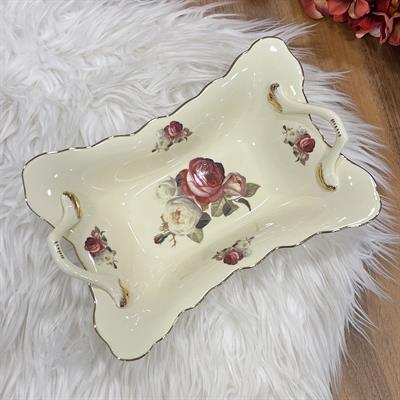 Royking Rose Dikdörtgen Kulplu Şekerlik 25 cm