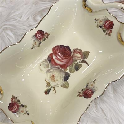 Royking Rose Dikdörtgen Kulplu Şekerlik 25 cm