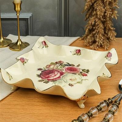 SunumlukRoyking Rose Kare Ayaklı Sunum Tabağı 28 cm