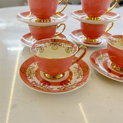 Royking Vivid 6 Lı Kahve Fincan Takımı - Pembe