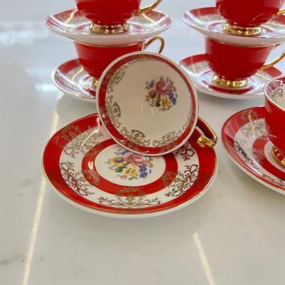 Royking Vivid 6 Lı Kahve Fincan Takımı - Kırmızı