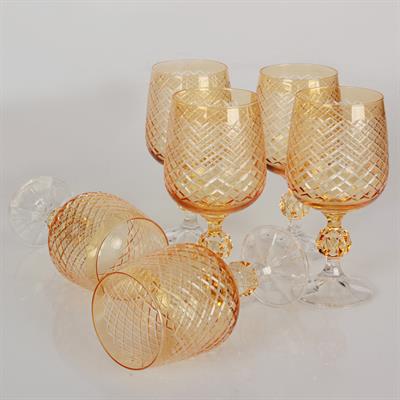 Sterna Verşan Crystal Set of 6 Coffee and Water Glasses 230 ml - Honey