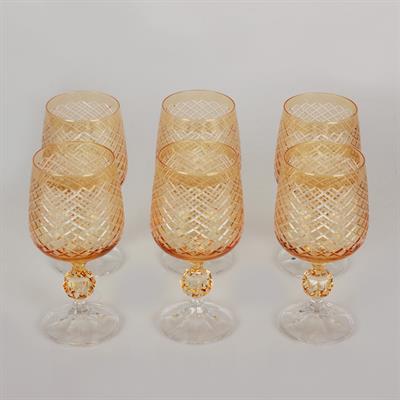 Sterna Verşan Crystal Set of 6 Coffee and Water Glasses 230 ml - Honey