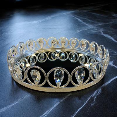 Stone Kristal Aynalı Tepsi - Gümüş