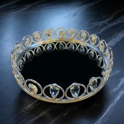 Stone Kristal Aynalı Tepsi - Gümüş