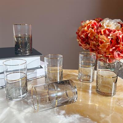 Sufi 6 Piece Glass - Striped Gold