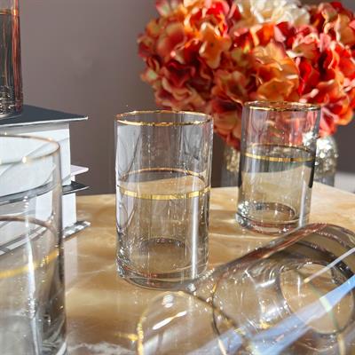 Sufi 6 Piece Glass - Striped Gold