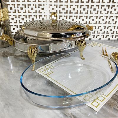 Suntoza Oval Isıtıcılı Servis Seti 3,4 Litre - Gold