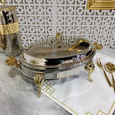 Suntoza Oval Isıtıcılı Servis Seti 3,4 Litre - Gold
