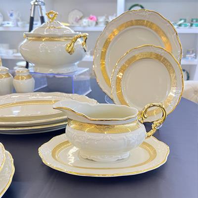 Thun Maria Louise Krem 77 Parça Yemek Takımı Gold