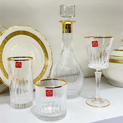 Timeless RCR Kristal Cam 37 Parça Bardak Takımı - Gold