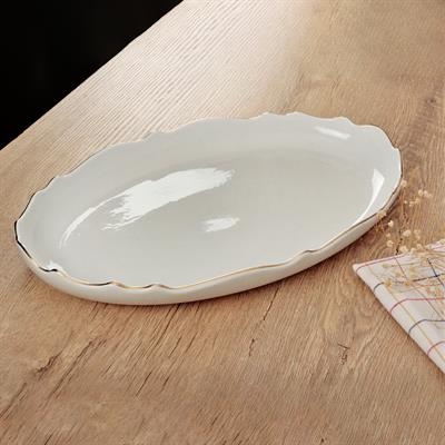 Veronica Yaldızlı Oval Sunum Tabağı - Büyük Boy