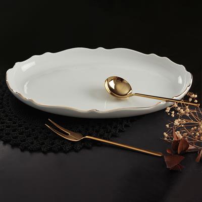 Veronica Yaldızlı Oval Sunum Tabağı - Büyük Boy