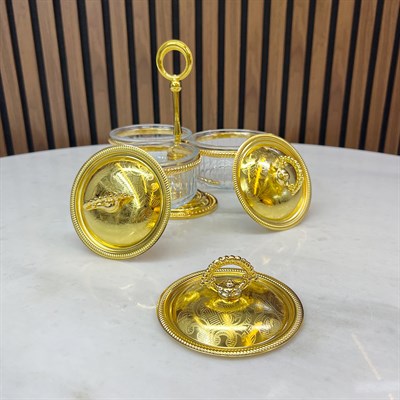 Winterbach Calista 3 Bölmeli Ayaklı Çerezlik Gold
