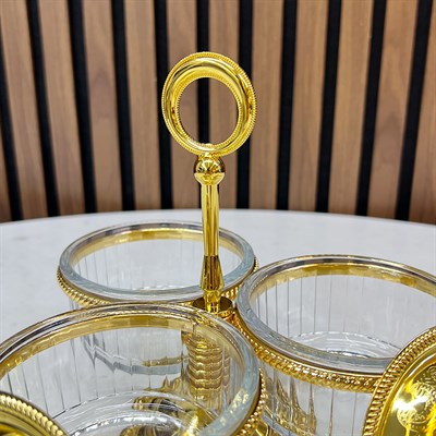 Winterbach Calista 3 Bölmeli Ayaklı Çerezlik Gold