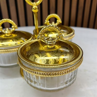 Winterbach Calista 3 Bölmeli Ayaklı Çerezlik Gold