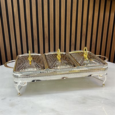 Winterbach Calista Isıtıcılı 3 Bölmeli Sunumluk Silver Gold