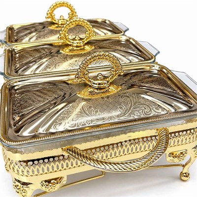Winterbach Calista Isıtıcılı 3 Bölmeli Sunumluk Gold