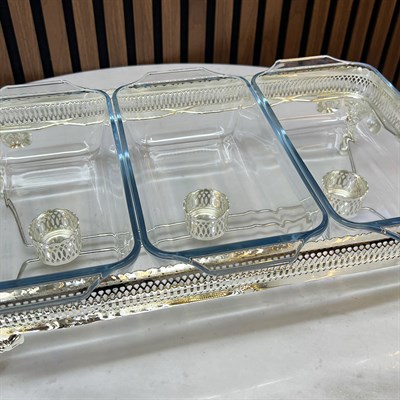 Winterbach Calista Isıtıcılı 3 Bölmeli Sunumluk Silver Gold