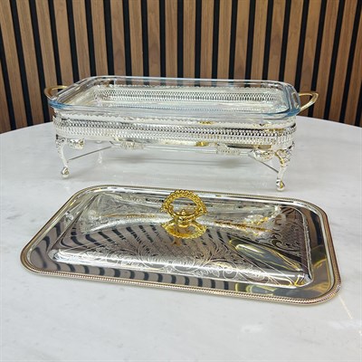 Winterbach Calista Isıtıcılı Dikdörtgen Büyük Sunumluk Silver Gold