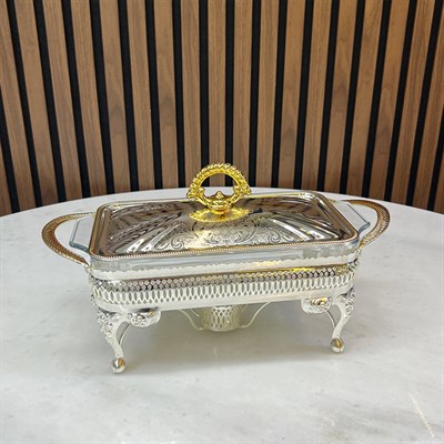 Winterbach Calista Isıtıcılı Dikdörtgen Küçük Sunumluk Silver Gold 