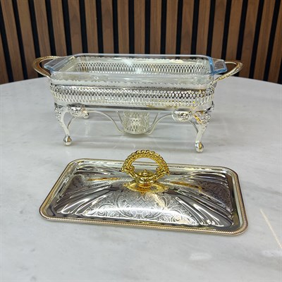 Winterbach Calista Isıtıcılı Dikdörtgen Küçük Sunumluk Silver Gold 