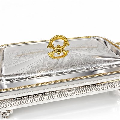 Winterbach Calista Isıtıcılı Dikdörtgen Büyük Sunumluk Silver Gold