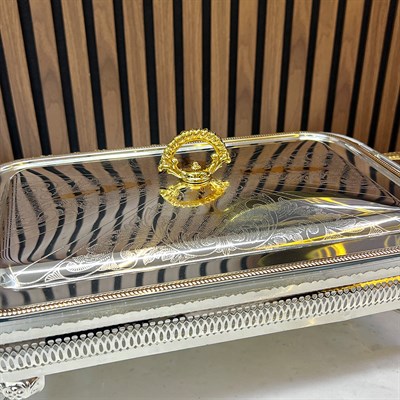 Winterbach Calista Isıtıcılı Dikdörtgen Büyük Sunumluk Silver Gold