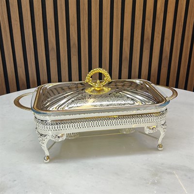 Winterbach Calista Isıtıcılı Dikdörtgen Orta Sunumluk Silver Gold 