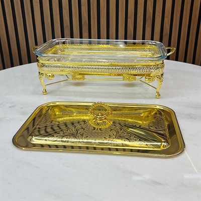 Winterbach Calista Isıtıcılı Dikdörtgen Büyük Sunumluk Gold
