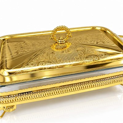 Winterbach Calista Isıtıcılı Dikdörtgen Büyük Sunumluk Gold