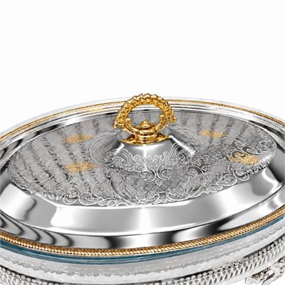 Winterbach Calista Isıtıcılı Oval Büyük Sunumluk Silver Gold