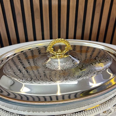 Winterbach Calista Isıtıcılı Oval Büyük Sunumluk Silver Gold